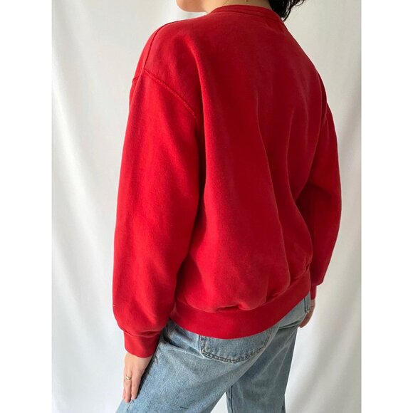 90s vintage red dog puppy chihuahua graphic boxy cozy crewneck pullover sweater - Picture 4 of 9